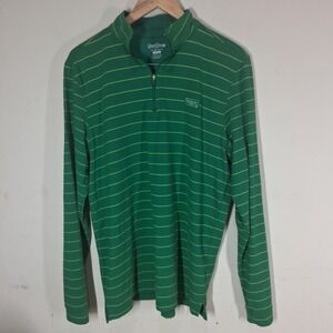 Good Good Golf Mens Green Striped Quarter Zip Pullover Long Sleeve Shirt Medium